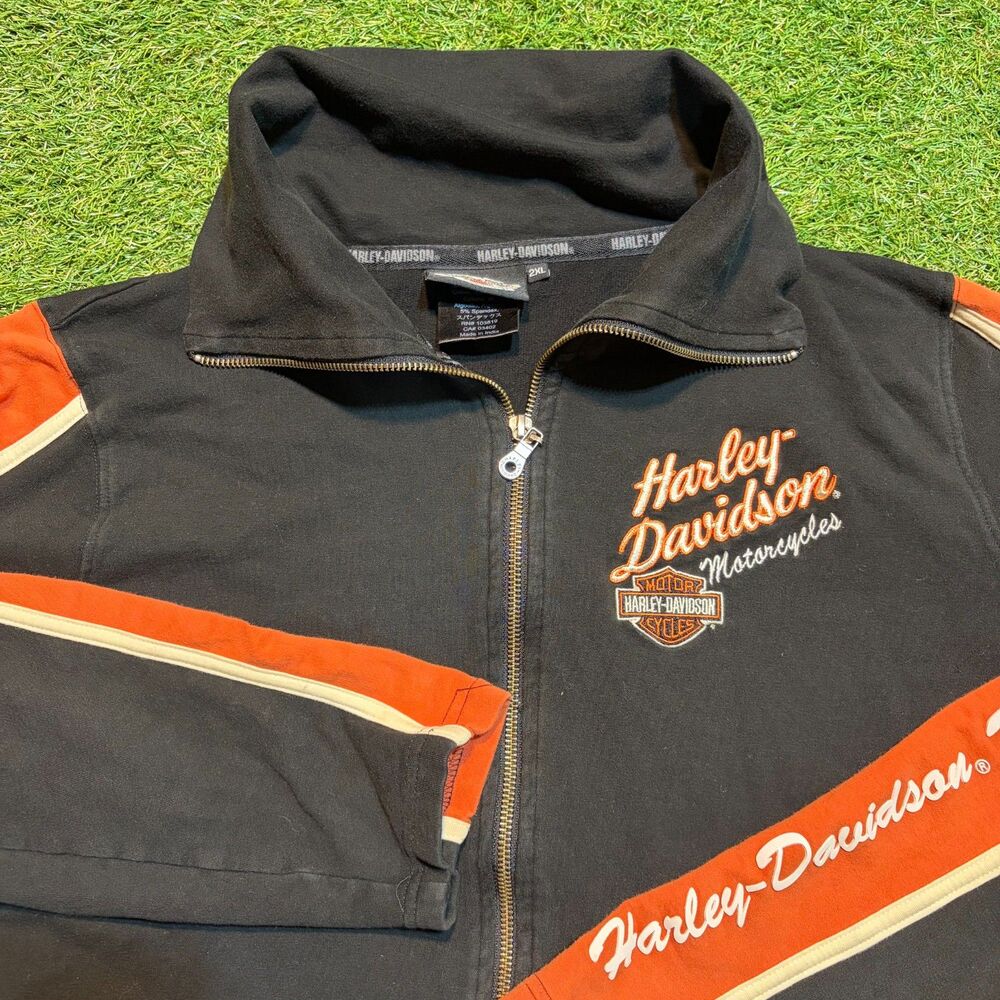 Harley Davidson Women's Biker Grunge Embroidered Full Zip Sweat Jacket Sz 2XL